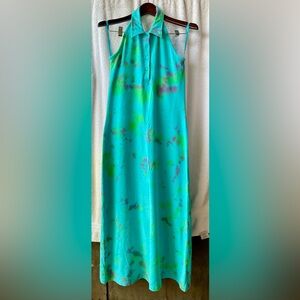 Chadwicks Blue and Green Halter Sundress Maxi